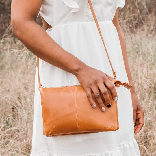 Mally Tara Leather Crossbody Bag | Toffee - KaryKase