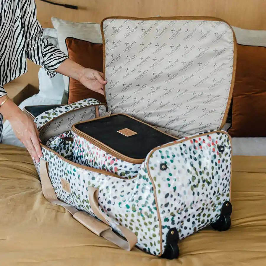 Thandana Laminated Fabric Wheeled Duffel Bag - KaryKase