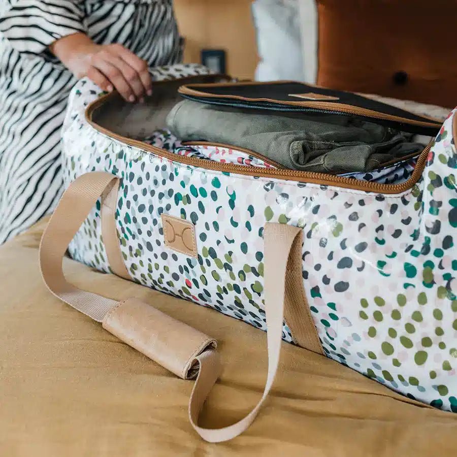 Thandana Laminated Fabric Wheeled Duffel Bag - KaryKase