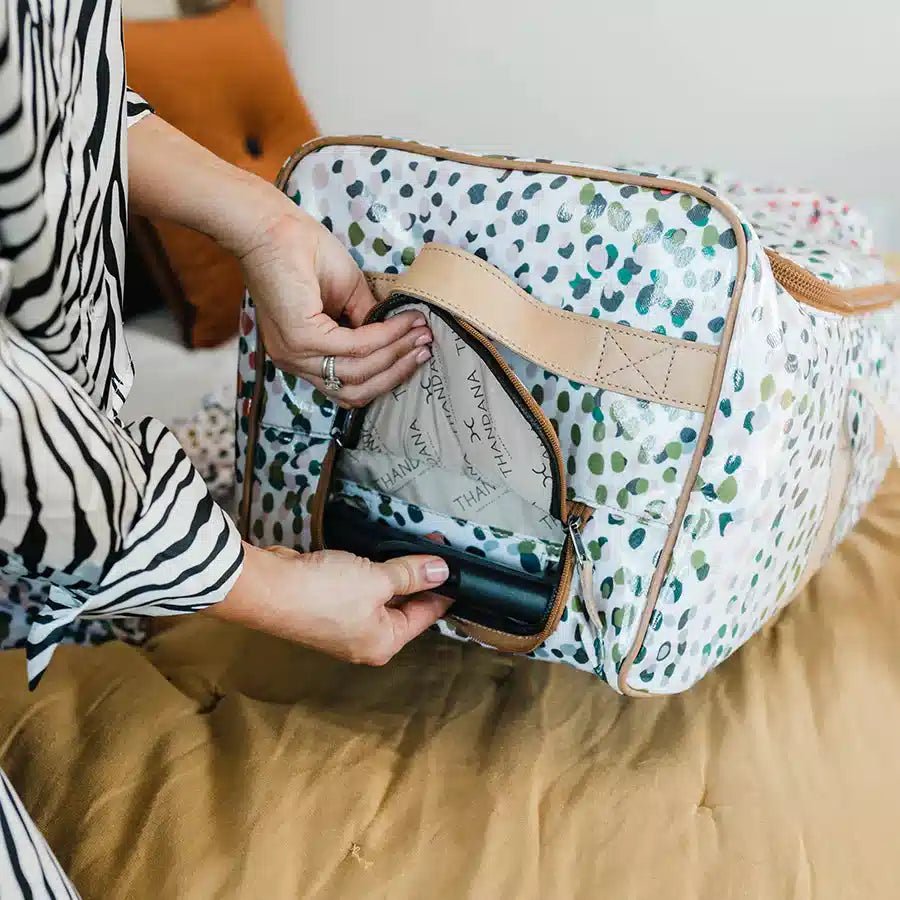 Thandana Laminated Fabric Wheeled Duffel Bag - KaryKase