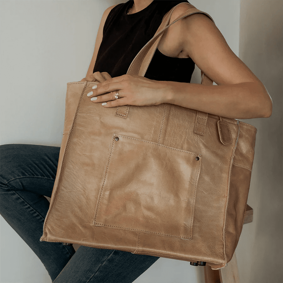 Thandana Zippered Travel Tote Leather Handbag - KaryKase