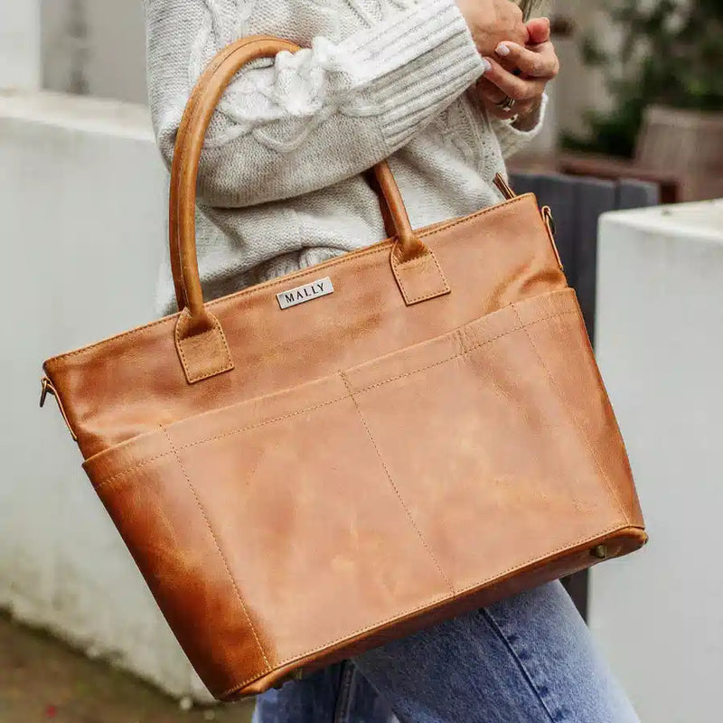 Mally Beula Leather Baby Bag | Toffee - KaryKase