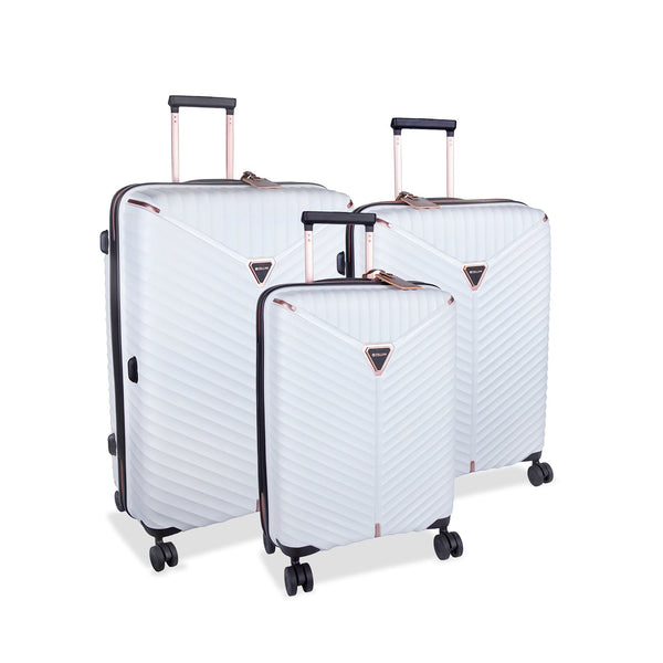 Cellini Allure 3 Piece Luggage Set | White - KaryKase