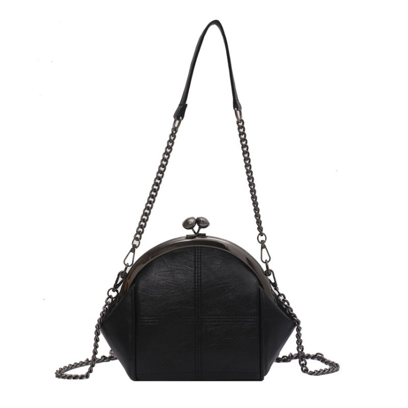 Escape Imitation Leather Clip Frame Bag| Black