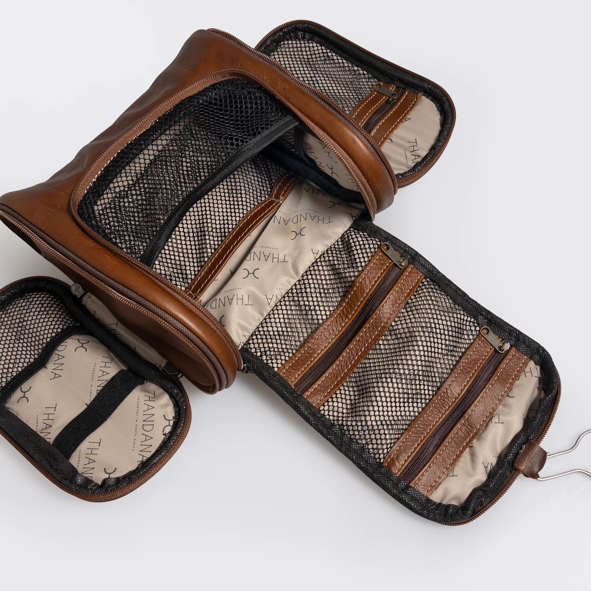 Thandana Leather Compact Travel Vanity Bag