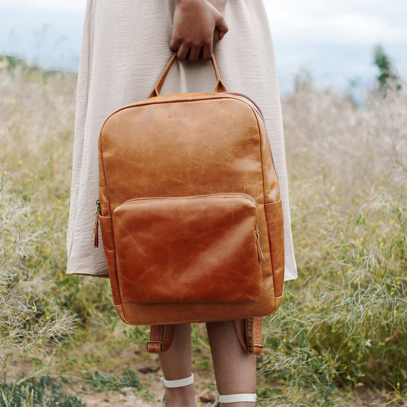Mally Hunter Leather Laptop Backpack | Toffee - KaryKase