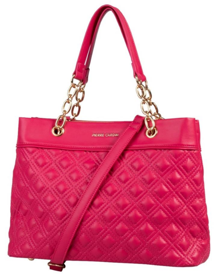 Pierre Cardin Kylie Chain Quilted Satchel Handbag | Pink - KaryKase
