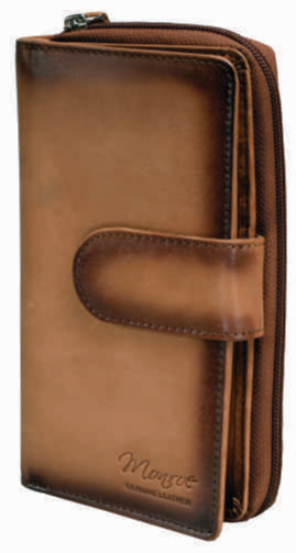 Monroe Kalahari Leather Ladies 24CC Purse | Burnished Tan - KaryKase