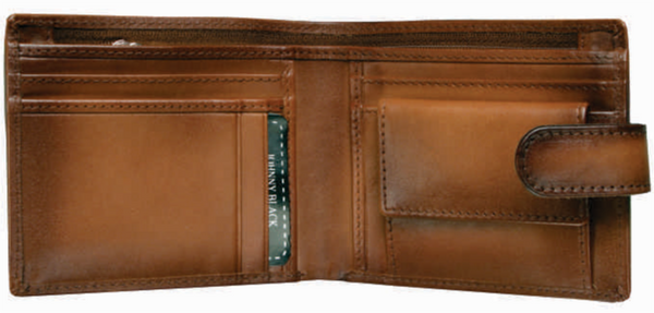 Johnny Black Kalahari 6CC Bi-fold Leather Wallet - RFID | Burnished Tan - KaryKase