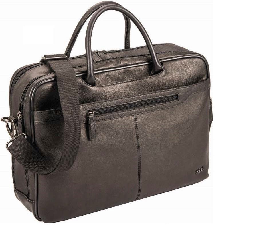 Adpel Alba 15.4" Leather Laptop Bag | Black - KaryKase