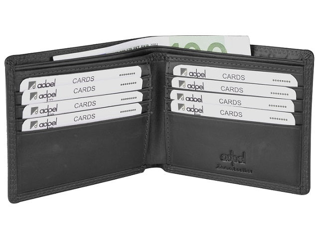 Adpel Dakota Leather 8CC Wallet | Black - KaryKase