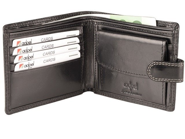 Adpel Dakota Leather Wallet With Tab | Black - KaryKase