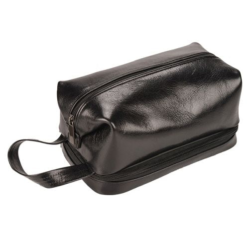 Adpel Italian Leather Toiletry Bag | Black - KaryKase