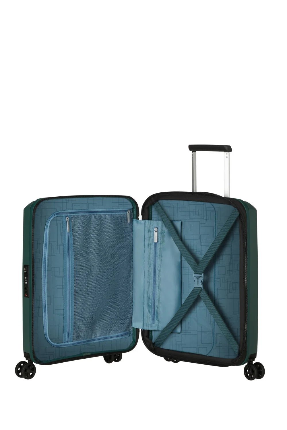 American Tourister Aerostep Expandable 55cm Cabin Spinner | Dark Forest - KaryKase