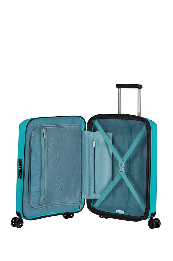 American Tourister Aerostep Expandable 55cm Cabin Spinner | Turquoise Tonic - KaryKase