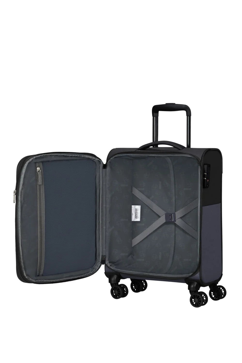 American Tourister Daring Dash 55cm Cabin Spinner - Expandable | Black/Grey - KaryKase