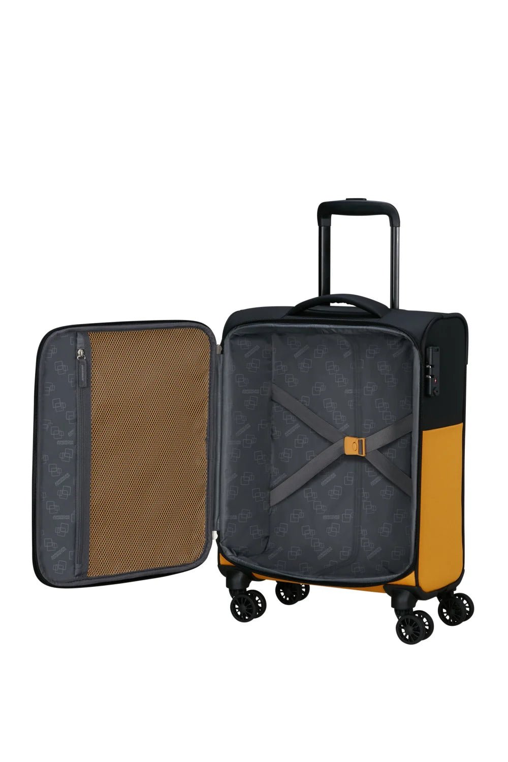 American Tourister Daring Dash 55cm Cabin Spinner - Expandable | Black/Yellow - KaryKase