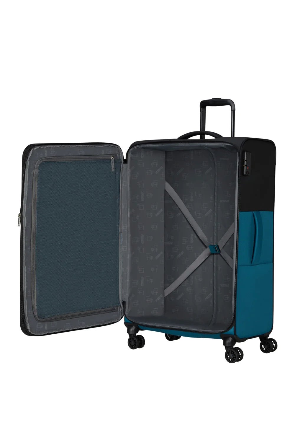 American Tourister Daring Dash 77cm Large Spinner - Expandable | Black/Blue - KaryKase