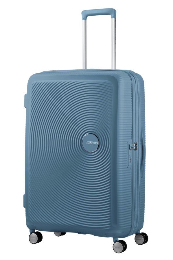 American Tourister Soundbox 3 Piece Luggage Set - Expandable | Stone Blue - KaryKase