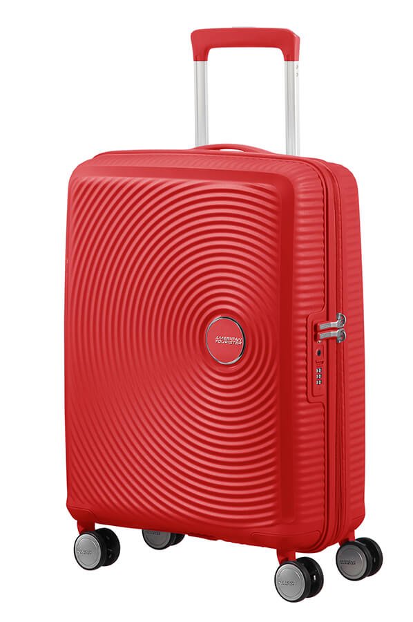 American Tourister Soundbox 55cm Cabin Spinner - Expandable | Coral Red - KaryKase