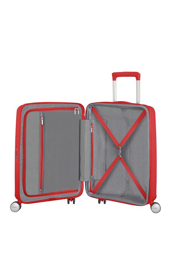 American Tourister Soundbox 55cm Cabin Spinner - Expandable | Coral Red - KaryKase