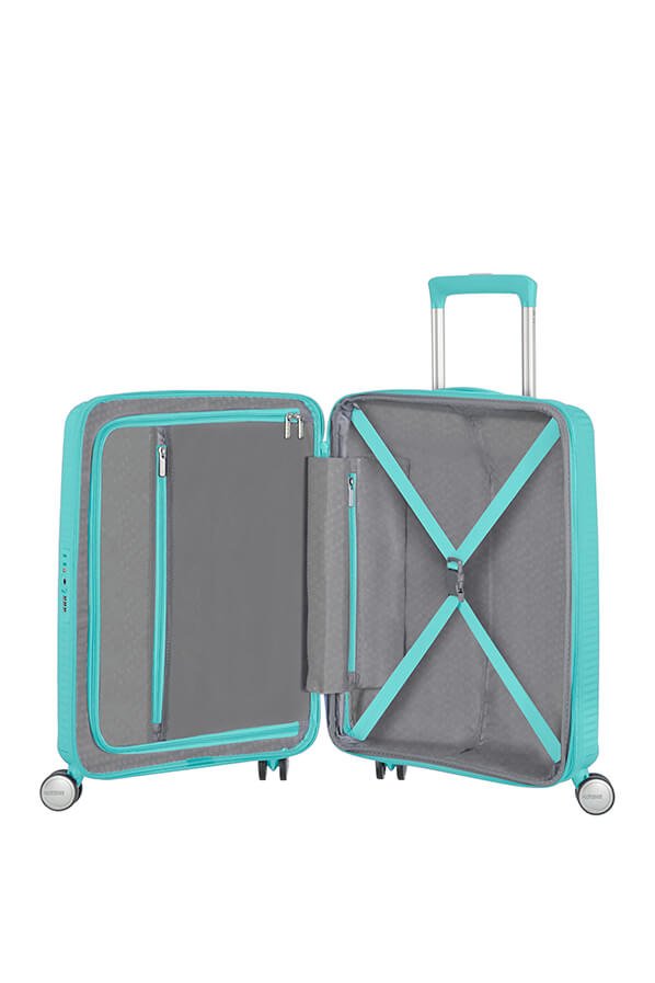 American Tourister Soundbox 55cm Cabin Spinner - Expandable | Poolside Blue - KaryKase