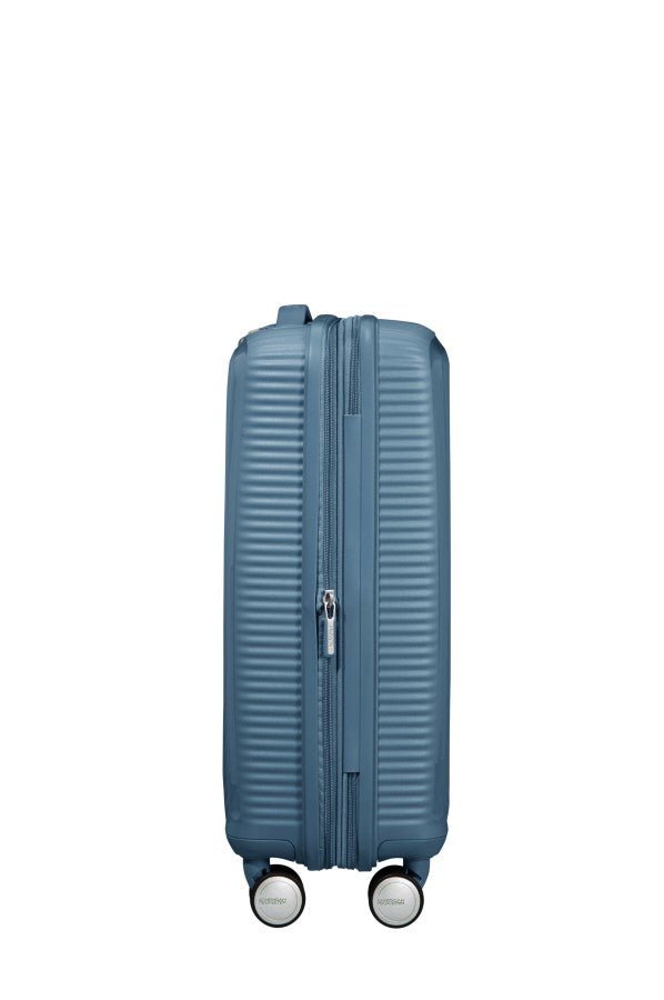 American Tourister Soundbox 55cm Cabin Spinner - Expandable | Stone Blue - KaryKase