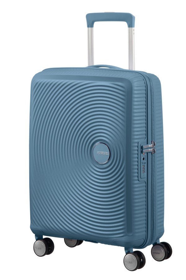 American Tourister Soundbox 55cm Cabin Spinner - Expandable | Stone Blue - KaryKase