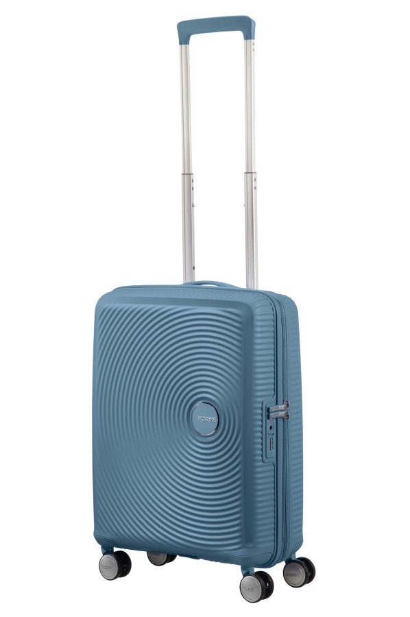 American Tourister Soundbox 55cm Cabin Spinner - Expandable | Stone Blue - KaryKase