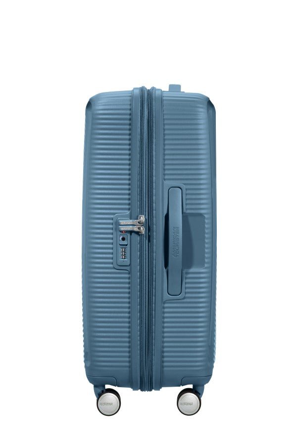 American Tourister Soundbox 67cm Medium Spinner - Expandable | Stone Blue - KaryKase