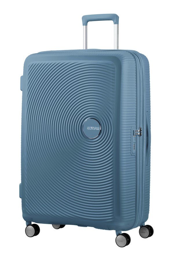 American Tourister Soundbox 77cm Large Spinner - Expandable | Stone Blue - KaryKase