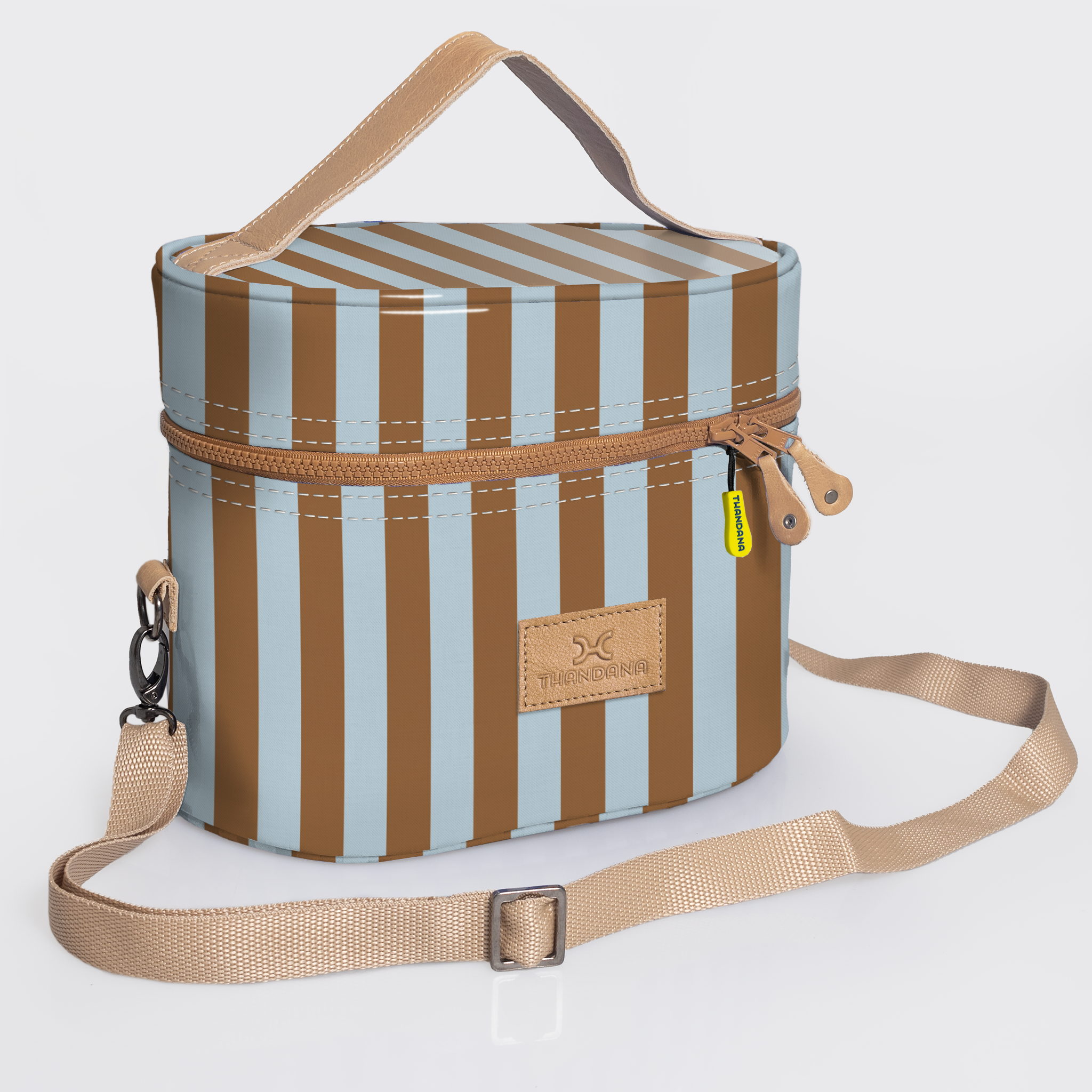 Thandana Laminated Fabric Bougie Vanity Bag | Beige