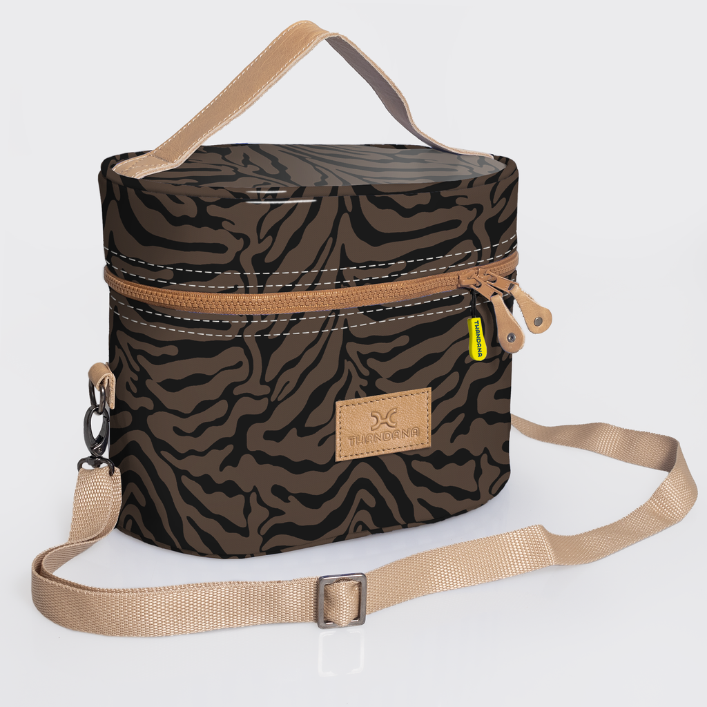 Thandana Laminated Fabric Bougie Vanity Bag | Beige