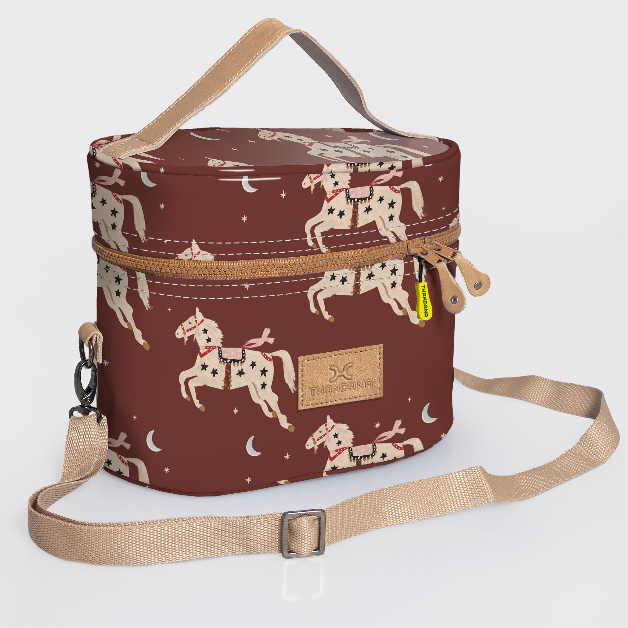 Thandana Laminated Fabric Bougie Vanity Bag | Beige