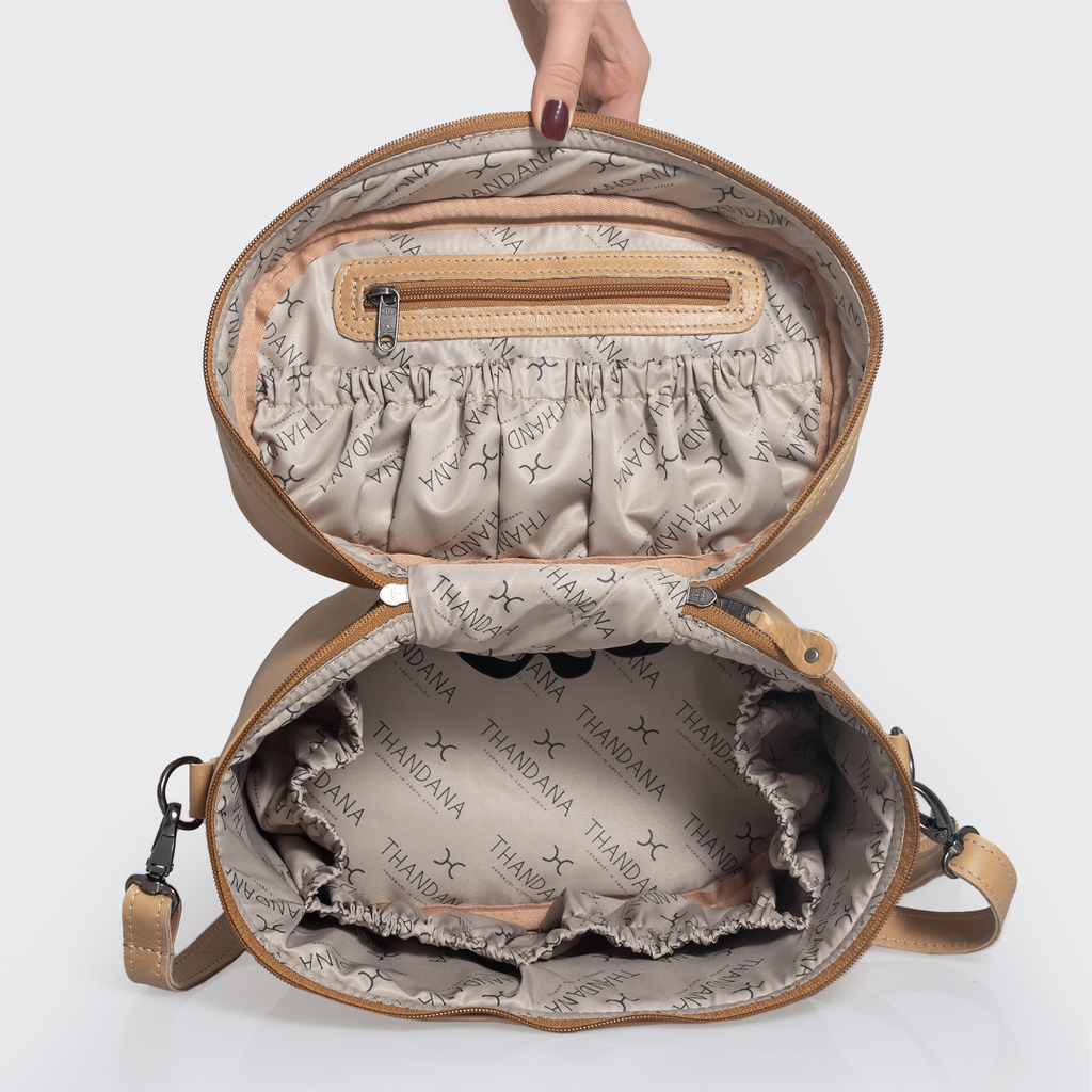 Thandana Laminated Fabric Bougie Vanity Bag | Beige