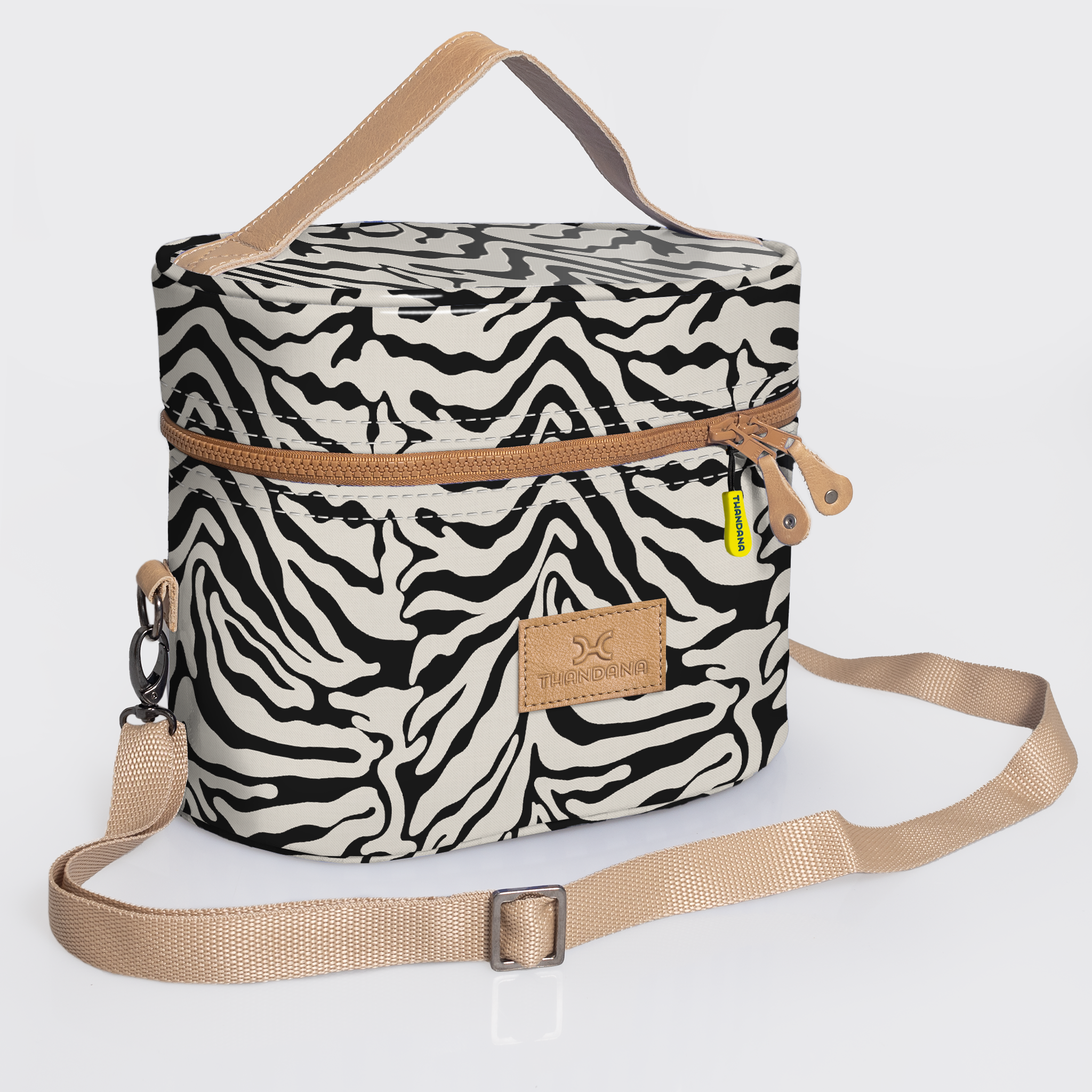 Thandana Laminated Fabric Bougie Vanity Bag | Beige