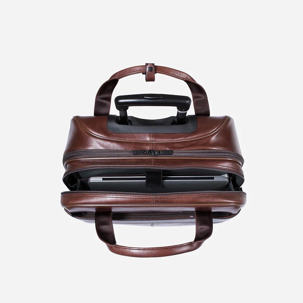 Brando Winchester 17" Leather Laptop Trolley Bag | Brown - KaryKase
