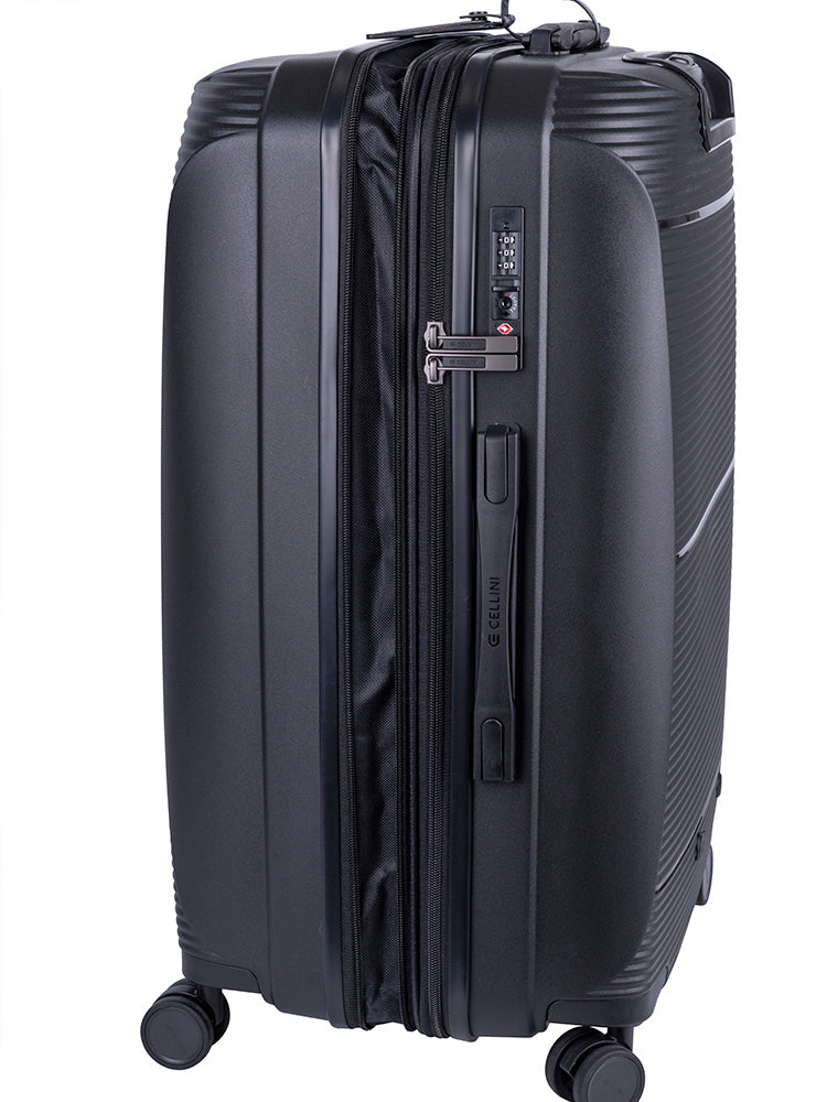 Cellini Qwest Medium 4 Wheel Trolley Case | Black