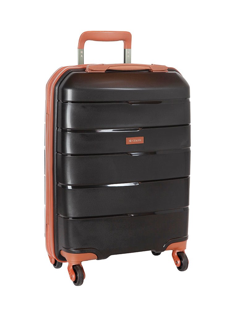 Cellini Spinn 53cm Carry On Spinner | Black/Tan - KaryKase