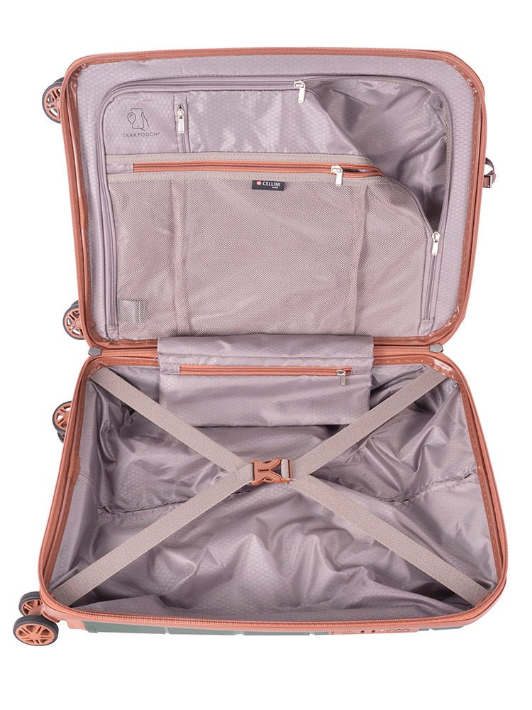 Cellini Spinn 53cm Carry On Spinner | Green/Tan - KaryKase