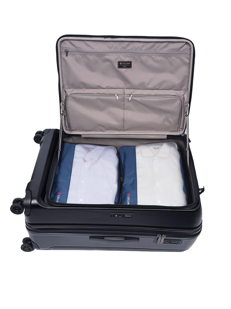 Cellini Tri Pak Large 4 Wheel Trolley Case Includes 2 Large Packing Cube |Black - KaryKase