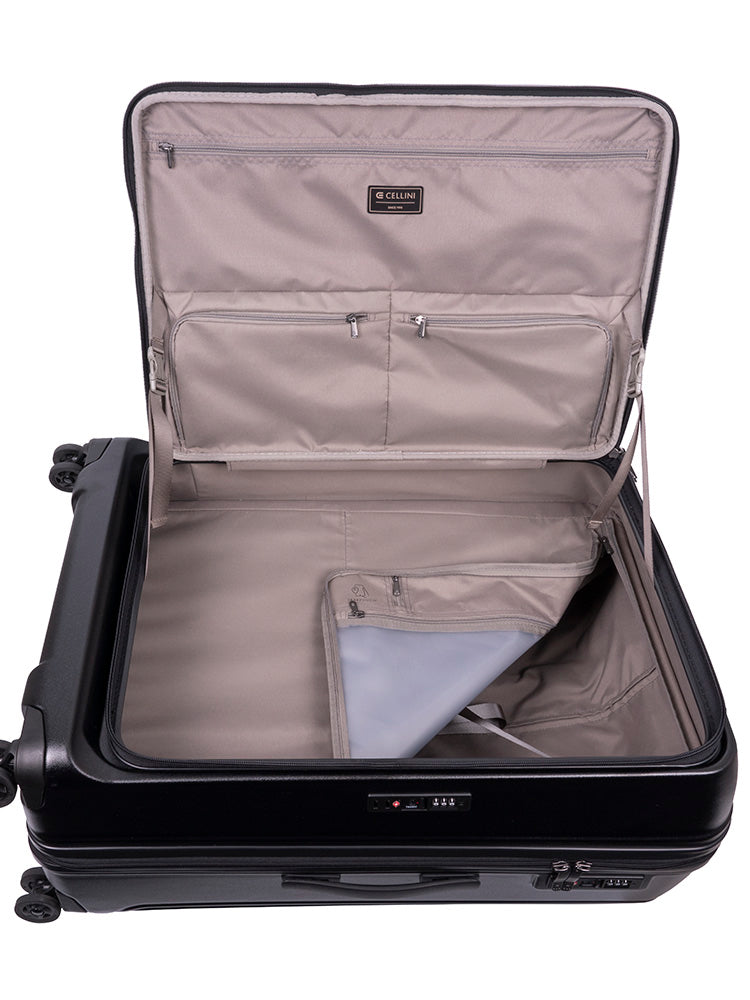 Cellini Tri Pak Large 4 Wheel Trolley Case Includes 2 Large Packing Cube |Black - KaryKase