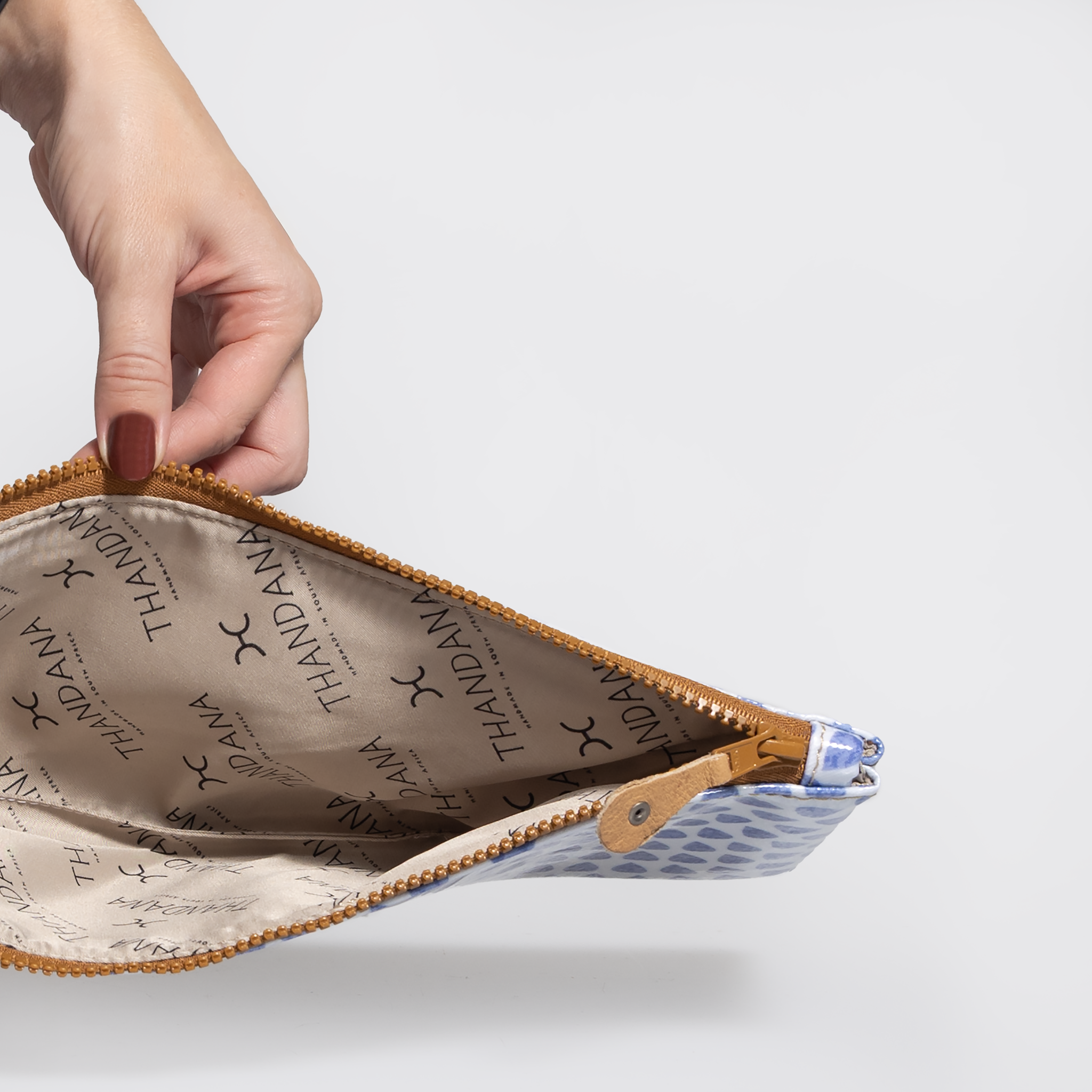 Thandana Laminated Fabric Doodle Pencil Pouch