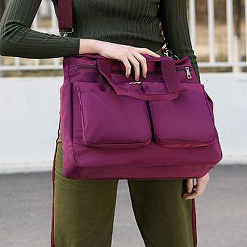 Escape Nylon Two Pocket Tote Bag | Magenta - KaryKase