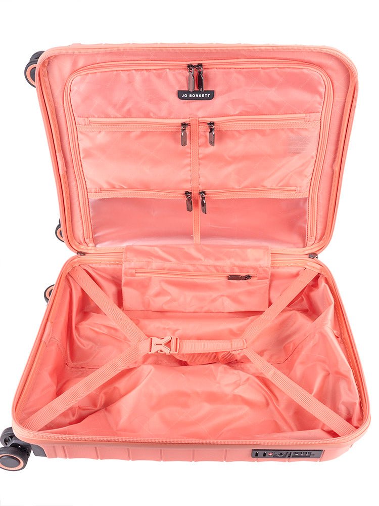 Jo Borkett Onyx 4 Wheel Carry On 54cm Spinner | Coral - KaryKase