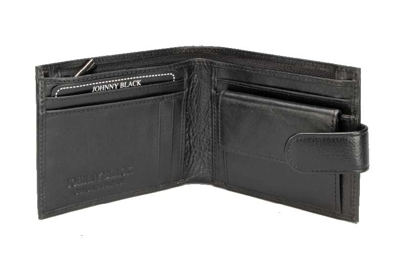 Johnny Black Chicago 6CC Bi - fold Leather Wallet - RFID | Black - KaryKase