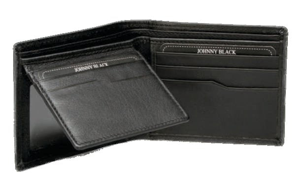 Johnny Black Chicago 8CC Bi - fold Leather Wallet - RFID | Black - KaryKase