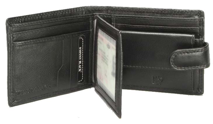 Johnny Black Chicago 9CC Bi - fold Leather Wallet - RFID | Black - KaryKase