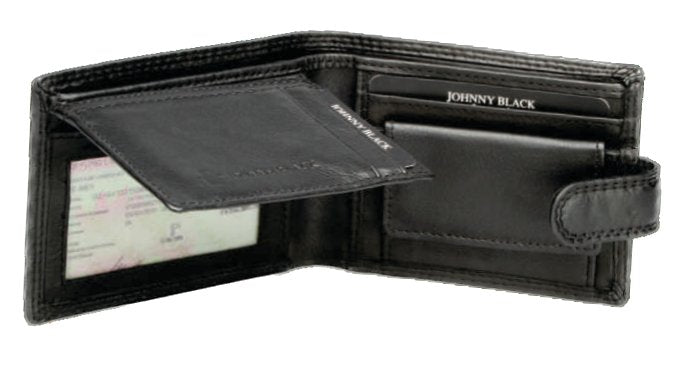 Johnny Black Chicago Mini Compact 8CC Leather Wallet - RFID | Black - KaryKase