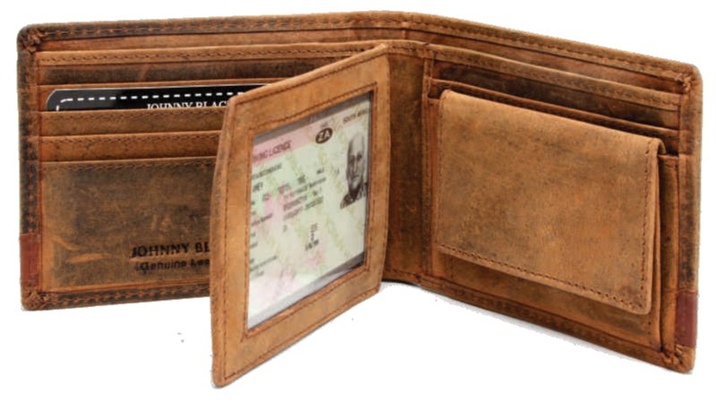 Johnny Black Rugged Leather 9CC Flap Wallet | Brown - KaryKase